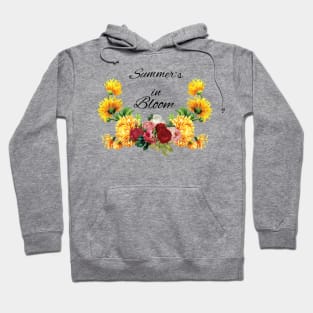 Summer's in Bloom, Red, Pink Roses with Yellow Flowers Hoodie